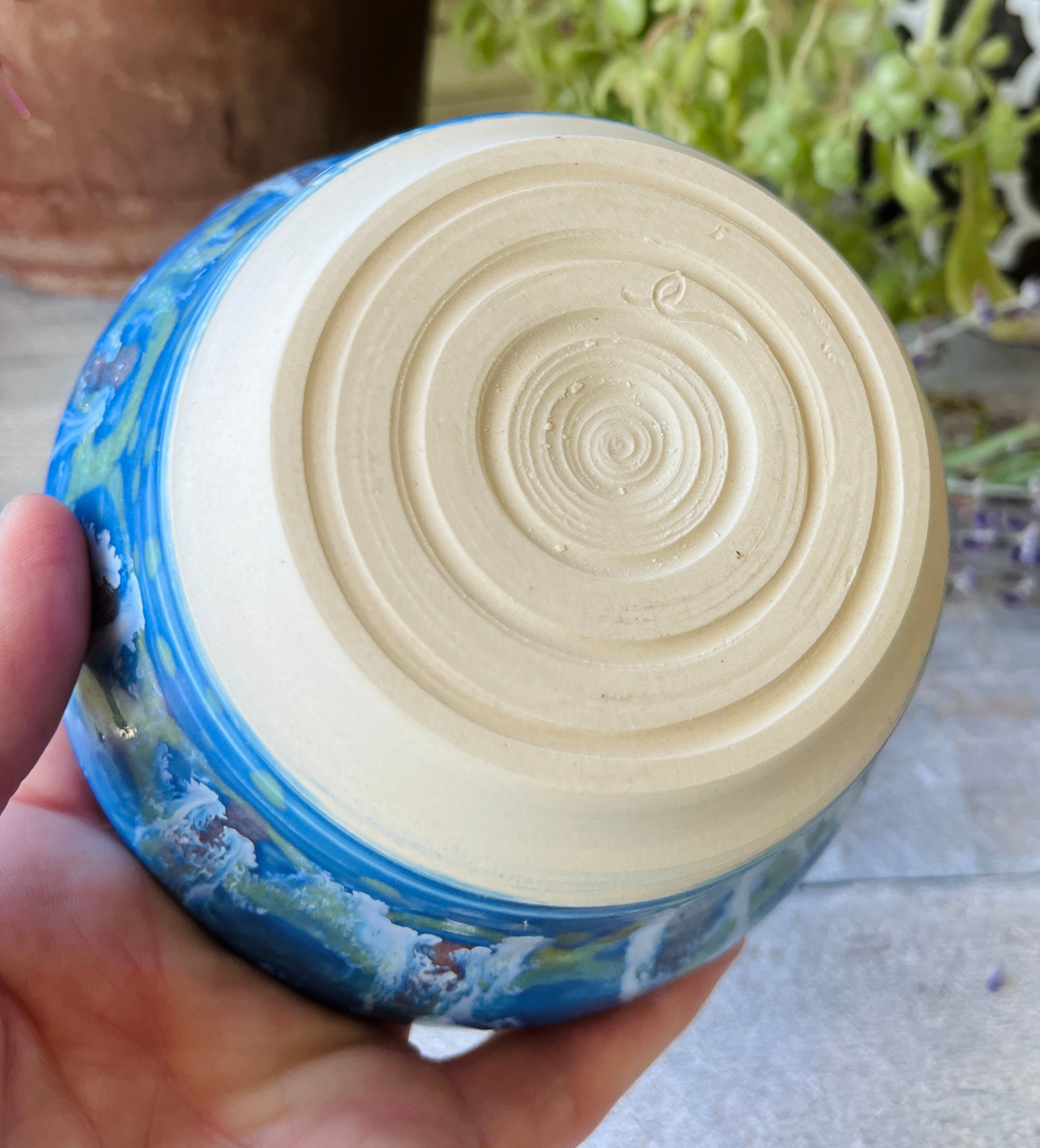 Handmade Stoneware Bowl, Wheel-Thrown Pottery – Rain Garden