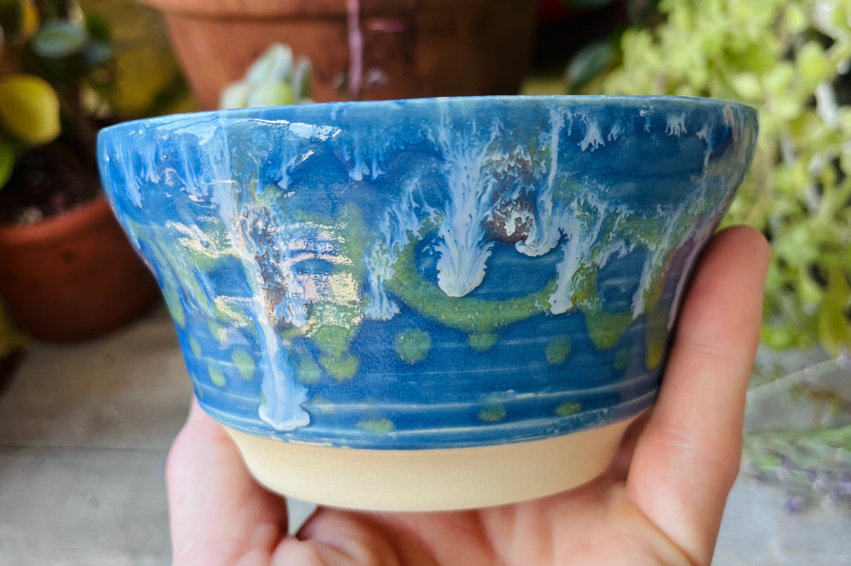 Handmade Stoneware Bowl, Wheel-Thrown Pottery – Rain Garden