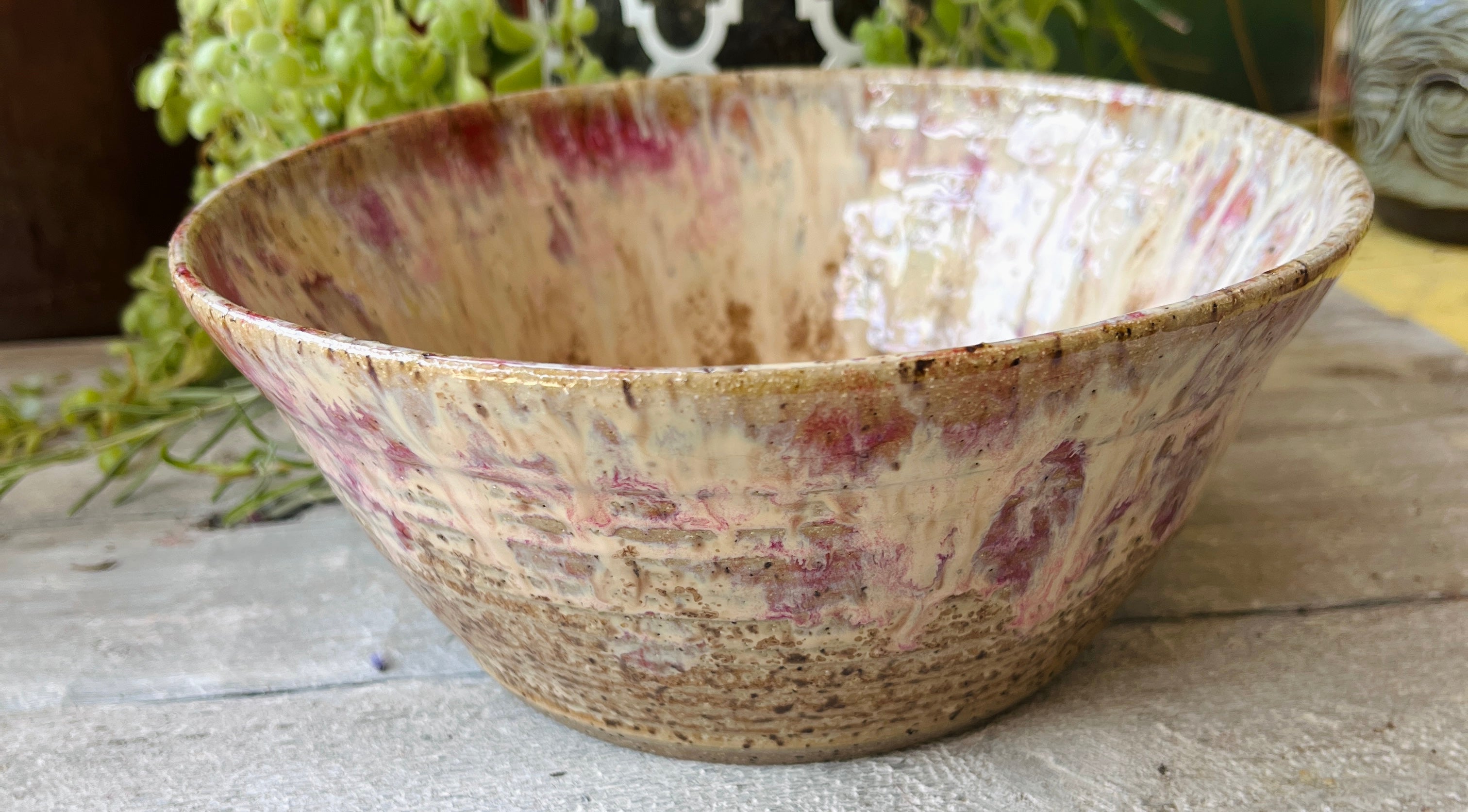 Handmade Stoneware Bowl, Wheel-Thrown Pottery – Apple Blossom