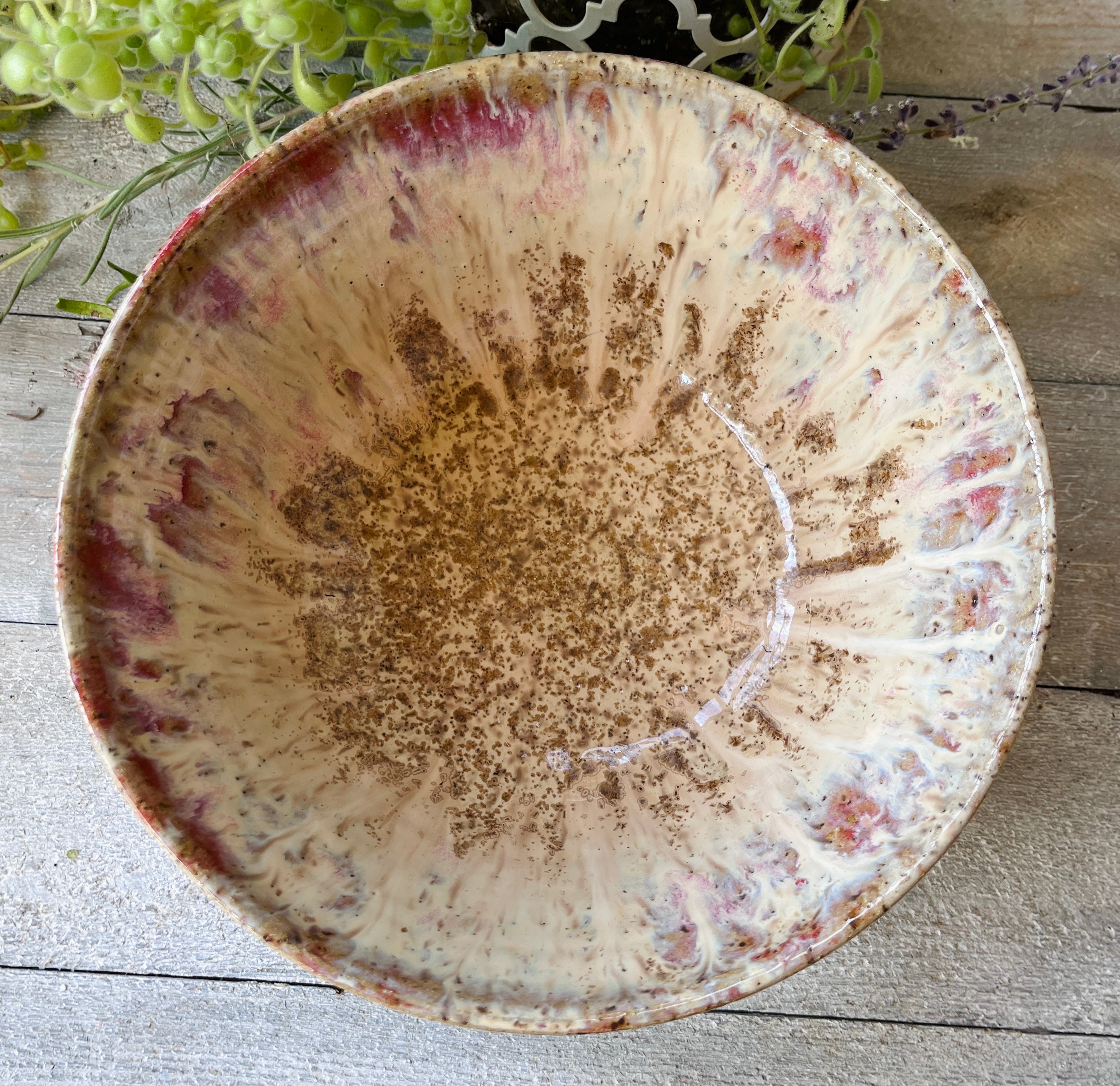Handmade Stoneware Bowl, Wheel-Thrown Pottery – Apple Blossom