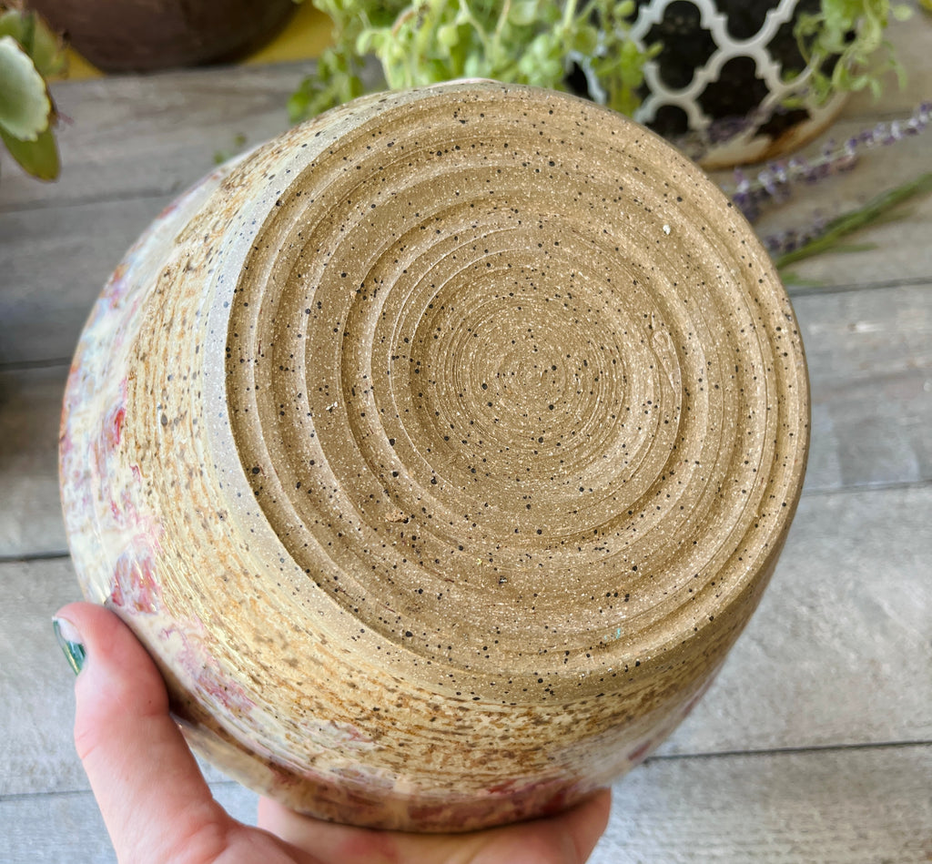 Handmade Stoneware Bowl, Wheel-Thrown Pottery – Apple Blossom