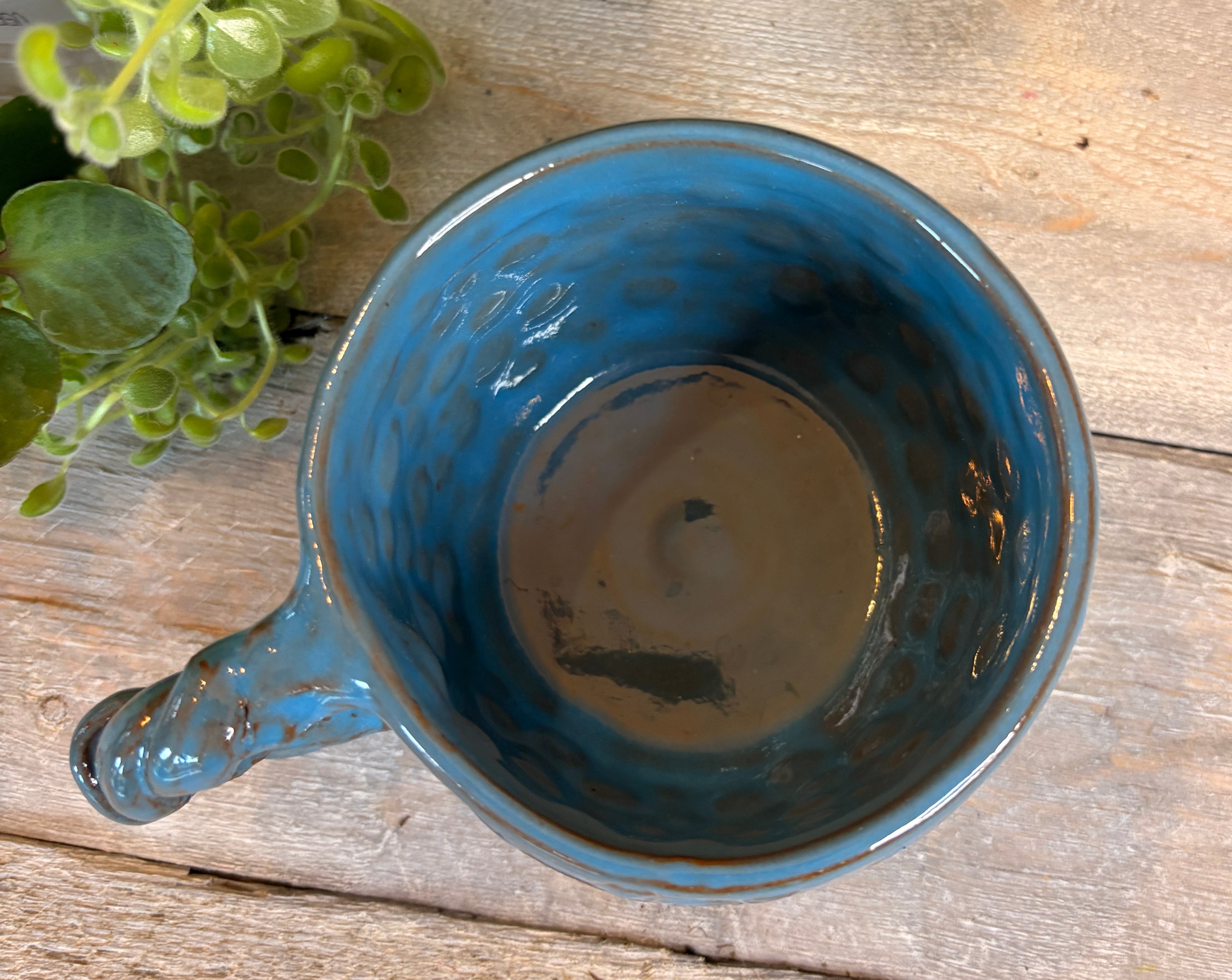 Wheel-Thrown Stoneware Coffee & Tea Mug – Blue Hollow