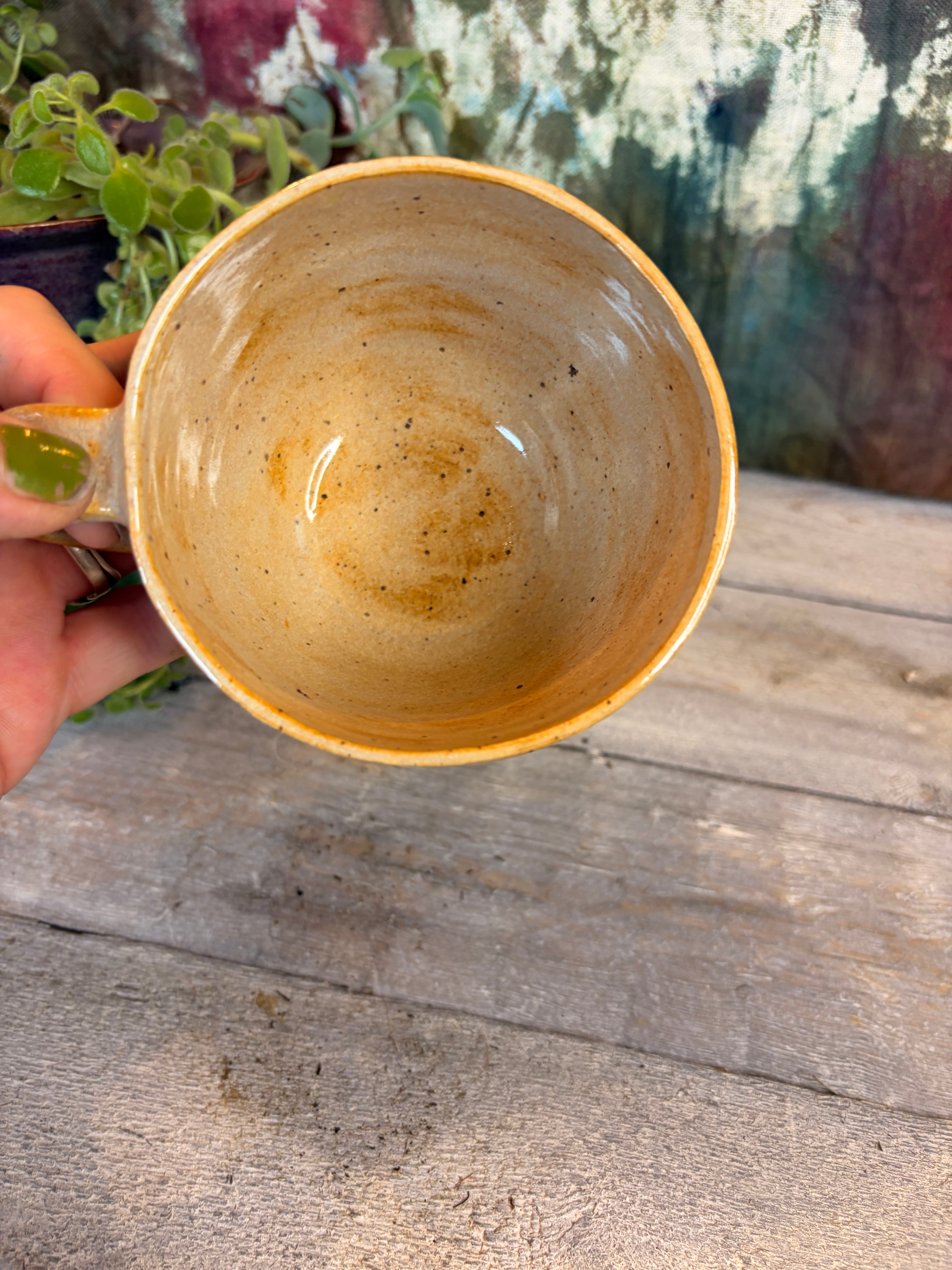 Wheel-Thrown Stoneware Coffee & Tea Mug – Honey Wheat