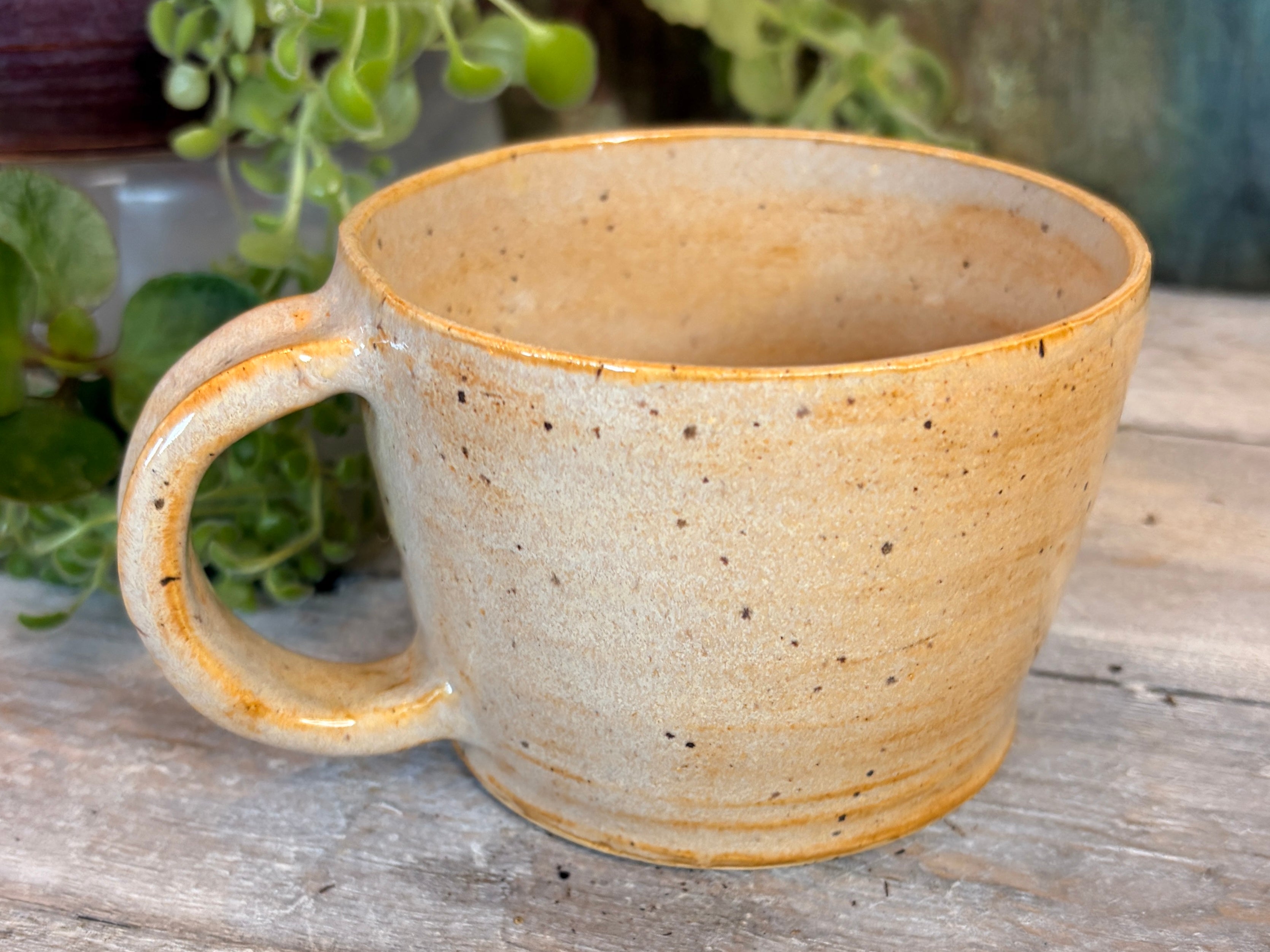 Wheel-Thrown Stoneware Coffee & Tea Mug – Honey Wheat