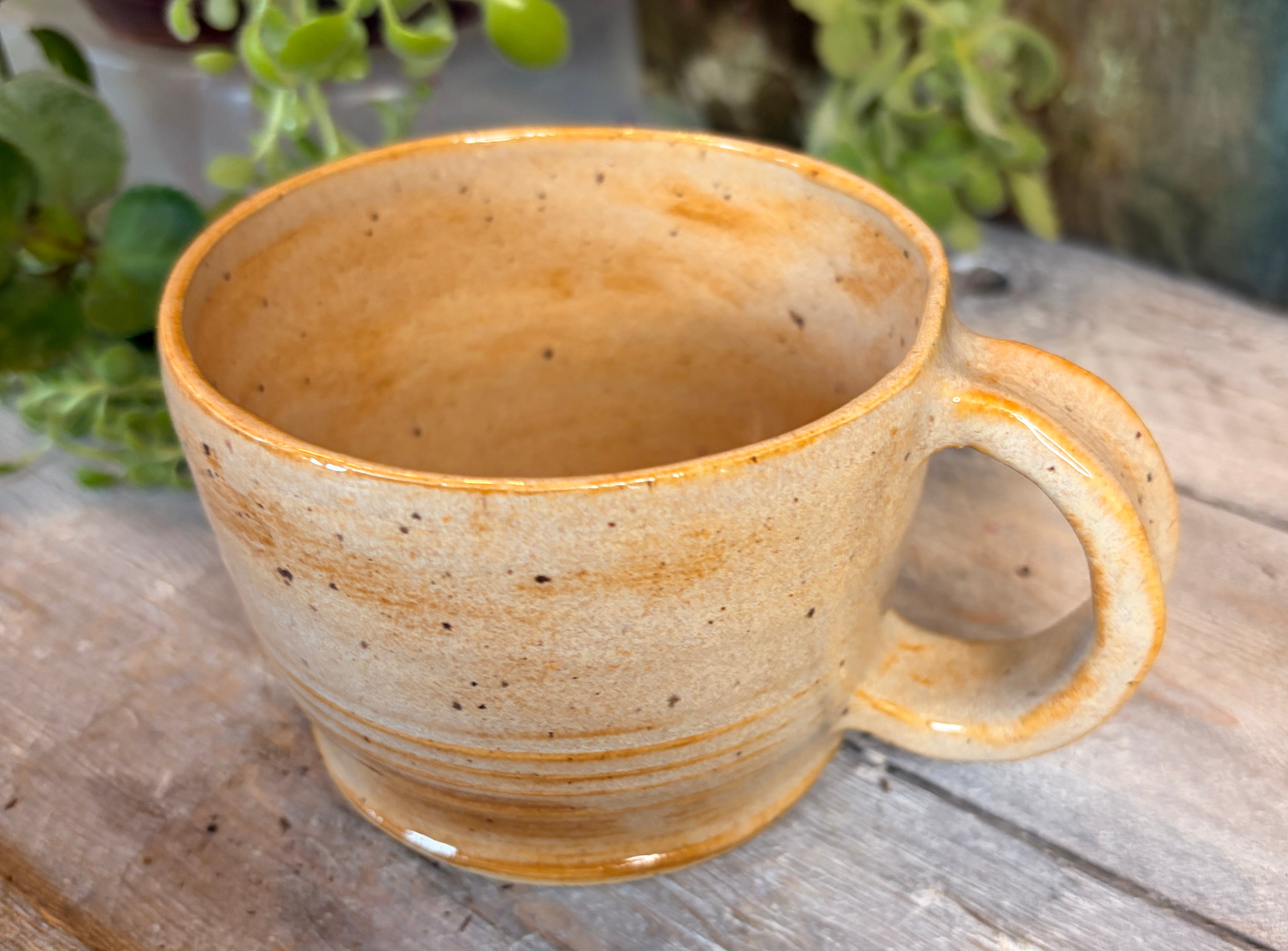 Wheel-Thrown Stoneware Coffee & Tea Mug – Honey Wheat