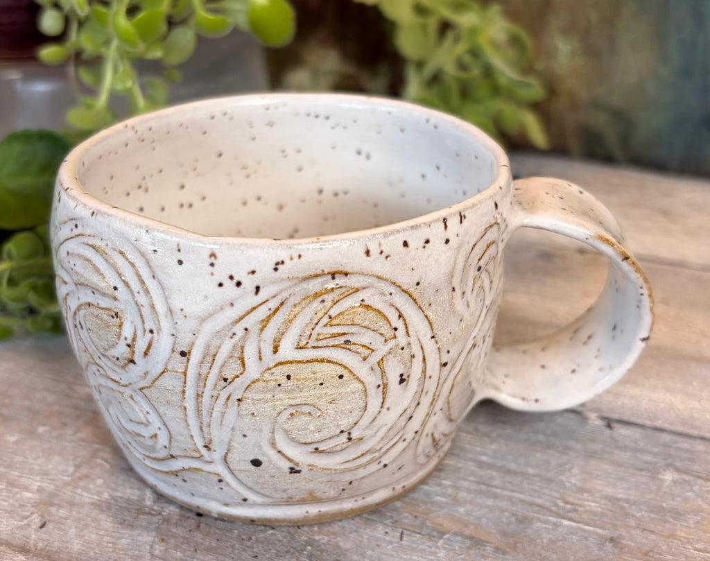 Wheel-Thrown Stoneware Coffee & Tea Mug – Winter Meadow