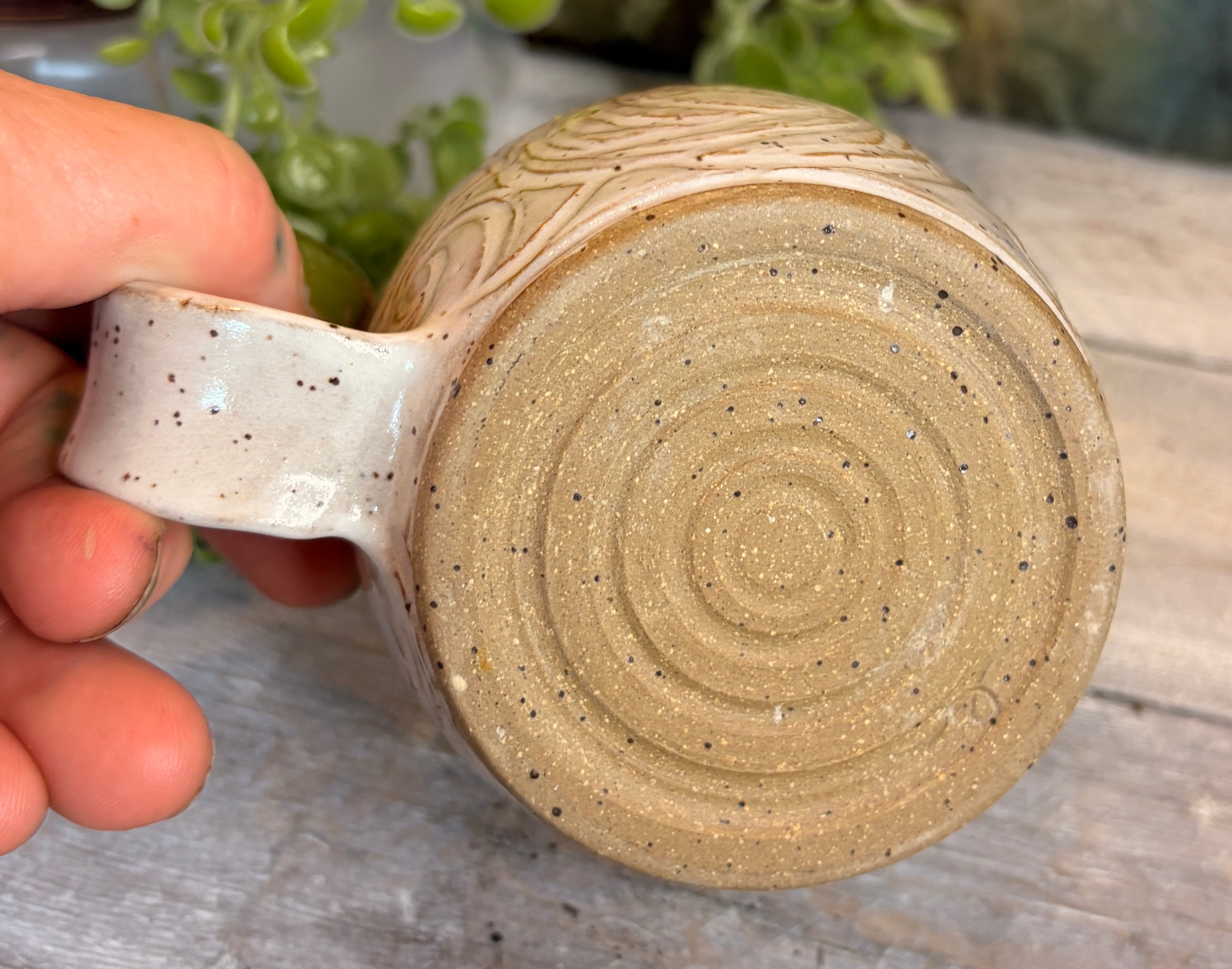 Wheel-Thrown Stoneware Coffee & Tea Mug – Winter Meadow