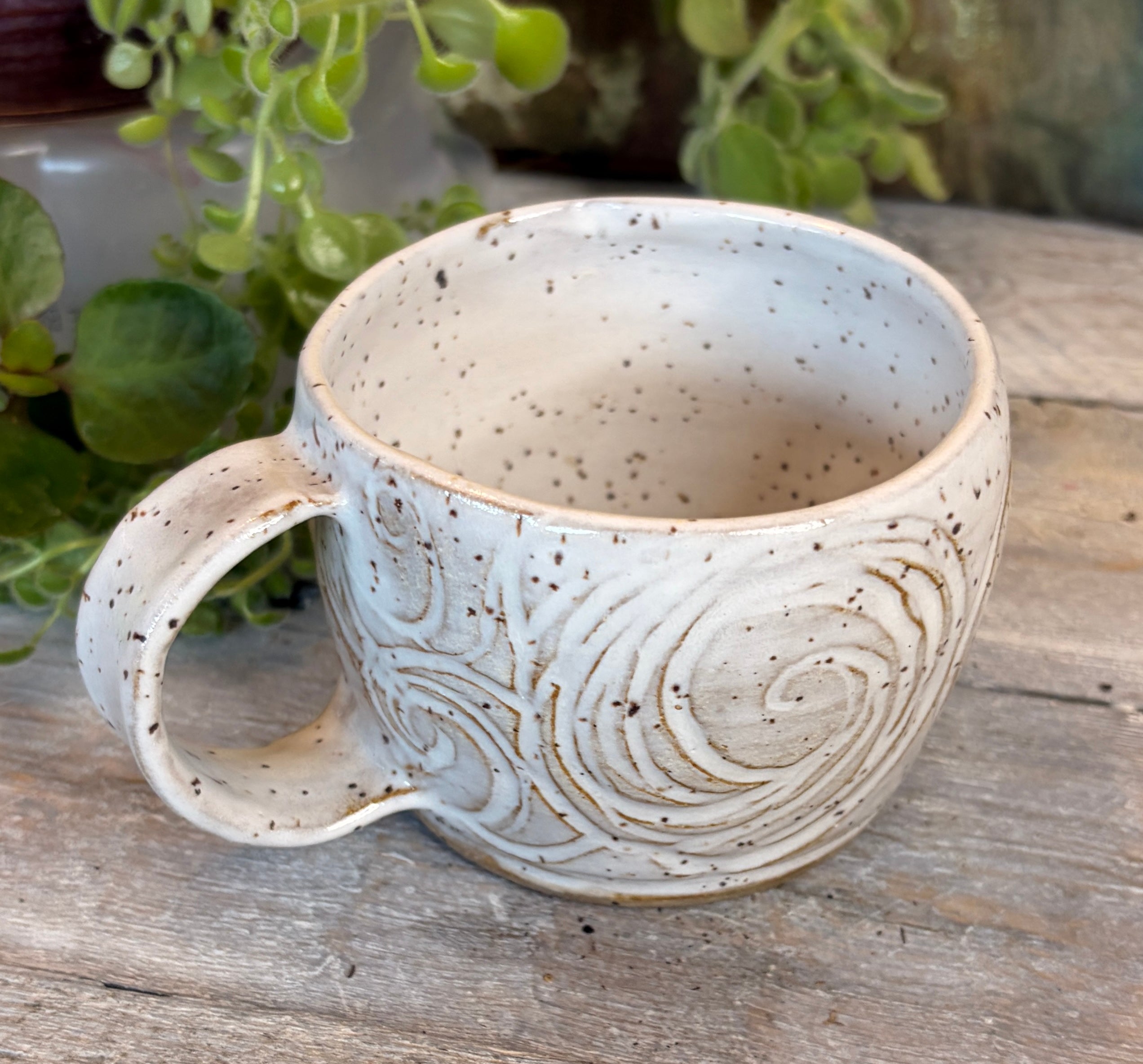 Wheel-Thrown Stoneware Coffee & Tea Mug – Winter Meadow