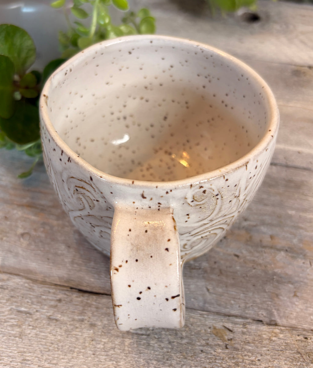 Wheel-Thrown Stoneware Coffee & Tea Mug – Winter Meadow